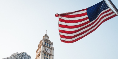 flag and building